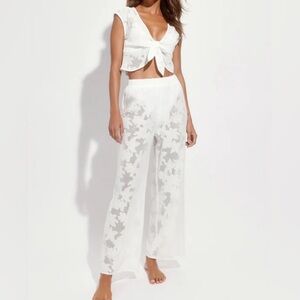 White lace top and bottom beach coverup.